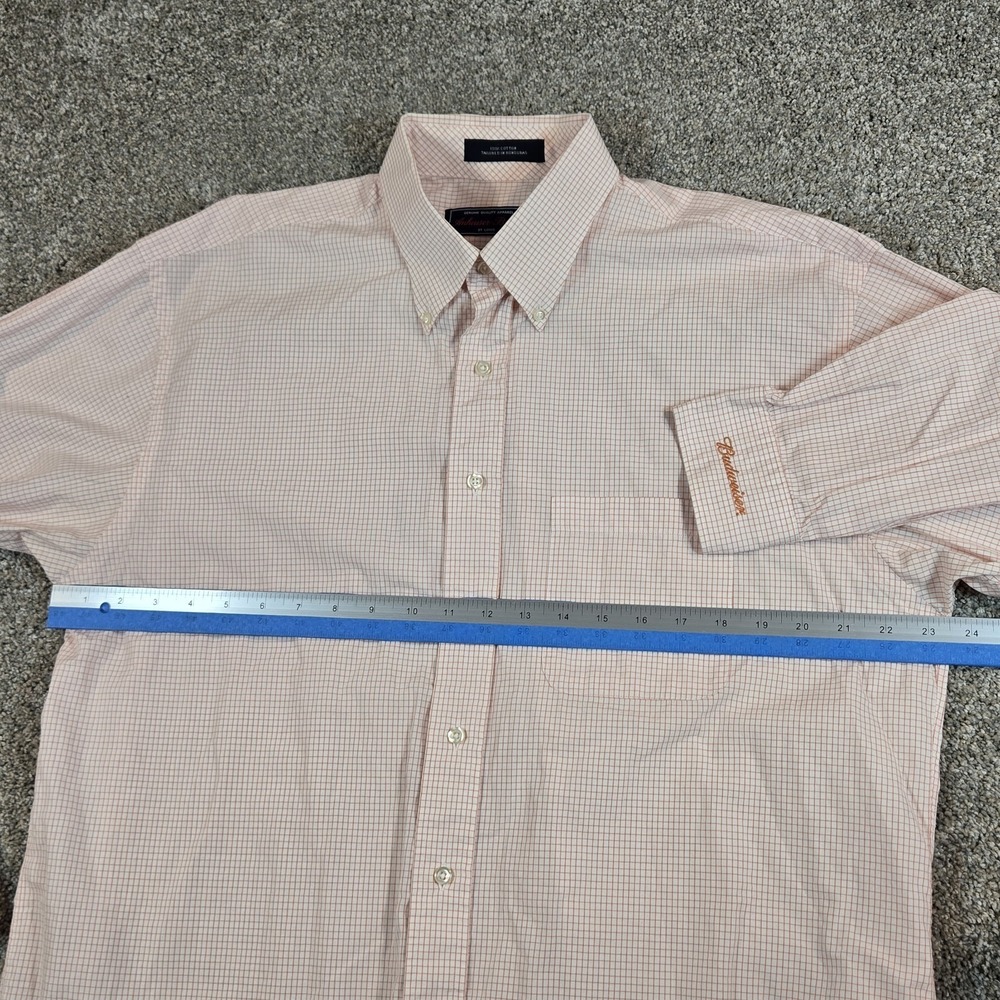 Anheuser Bush Budweiser Mens Sise L Orange Checked Button Down Dress Shirt - Picture 6 of 9